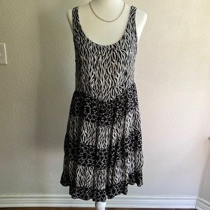 Starina Vintage Mix Pattern Low Back Tiered Tank Top Dress